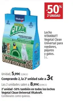 El Corte Inglés VITAKRAFT Lecho Vegetal Clean Universal para roedores, pájaros y gatos. oferta