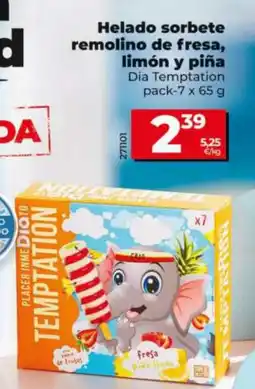 Maxi Dia Helado sorbete remolino de fresa, limón y piña oferta