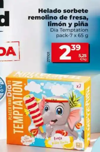 Maxi Dia Helado sorbete remolino de fresa, limón y piña oferta