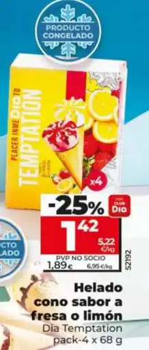Maxi Dia Helado cono sabor a fresa o limón oferta