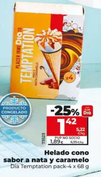 Maxi Dia Helado cono sabor a nata y caramelo oferta