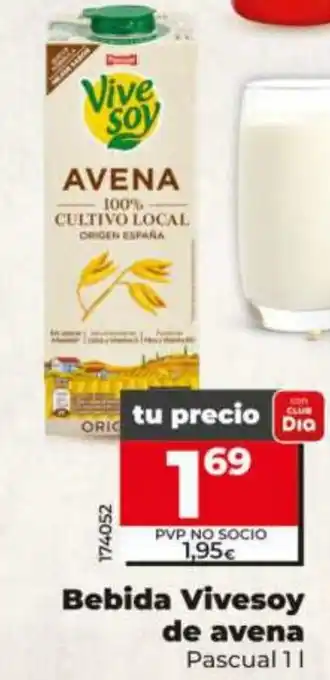 Maxi Dia PASCUAL Bebida Vivesoy de avena oferta