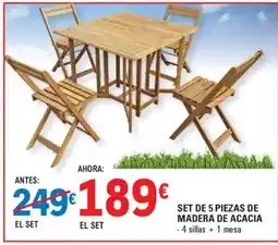 E.Leclerc Set de 5 piezas de madera de acacia oferta