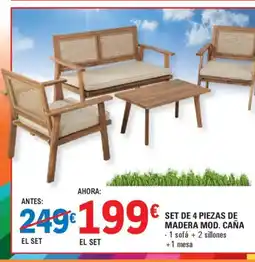 E.Leclerc Set de 4 piezas de madera mod. caña oferta