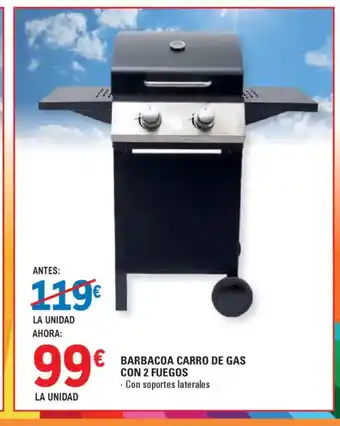 E.Leclerc Barbacoa carro de gas con 2 fuegos oferta