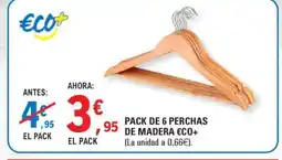 E.Leclerc Pack de 6 perchas de madera eco+ oferta