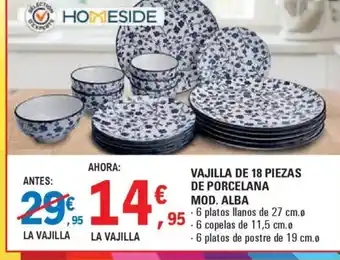E.Leclerc Vajilla de 18 piezas de porcelana oferta