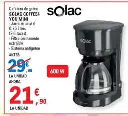 E.Leclerc SOLAC Cafetera e goteo oferta