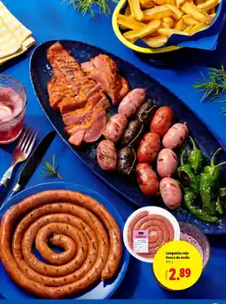 Lidl Longaniza roja fresca de cerdo oferta