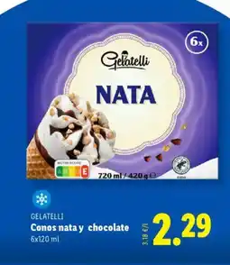 Lidl GELATELLI Conos nata y chocolate oferta