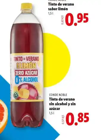 Lidl CONDE NOBLE Tinto de verano sin alcohol y sin azúcar oferta