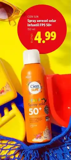 Lidl CIEN SUN Spray aerosol solar infantil FPS 50+ oferta