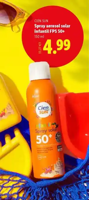 Lidl CIEN SUN Spray aerosol solar infantil FPS 50+ oferta