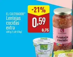 ALDI EL CULTIVADOR Lentejas cocidas extra oferta