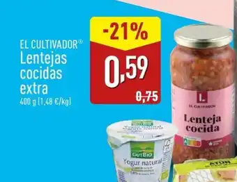 ALDI EL CULTIVADOR Lentejas cocidas extra oferta