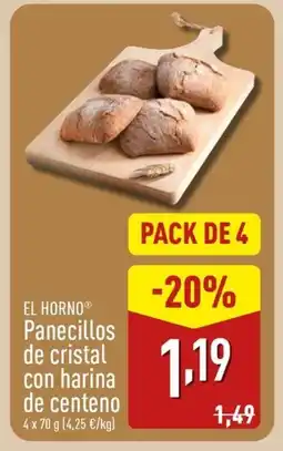 ALDI EL HORNO Panecillos de cristal con harina de centeno oferta