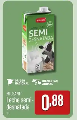 ALDI MILSANI Leche semi- desnatada oferta