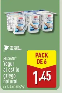 ALDI MILSANI Yogur al estilo griego natural oferta