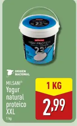 ALDI MILSANI YYogur natural proteico oferta