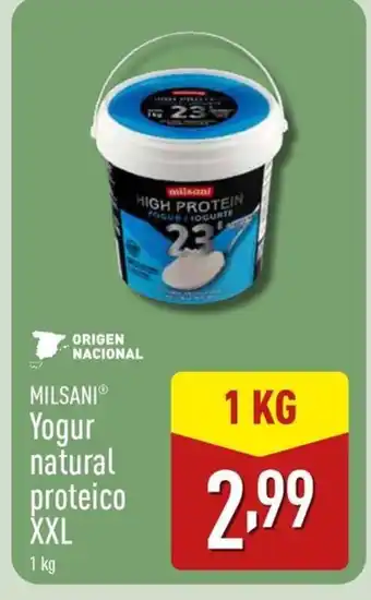 ALDI MILSANI YYogur natural proteico oferta