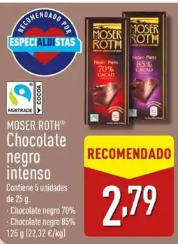 ALDI MOSER ROTH Chocolate negro intenso oferta
