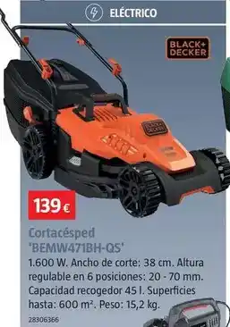 Bauhaus Black & decker - cortacésped bemw471bh-qs oferta