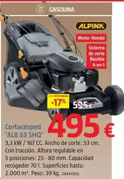 Bauhaus Alpina - cortacésped al8 53 shq oferta