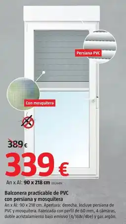 Bauhaus Balconera practicable de pvc con persiana y mosquitera oferta