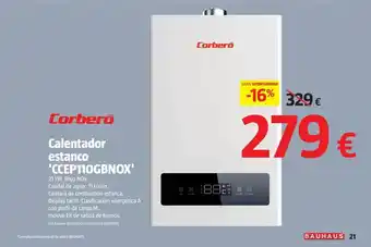 Bauhaus Corberó - calentador estanco 'ccep11ogbnox' oferta