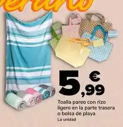 Supeco Toalla pareo con rizo ligero en la parte trasera o bolsa de playa oferta