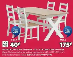 JYSK Mesa de comedor vislinge + silla de comedor vislinge oferta