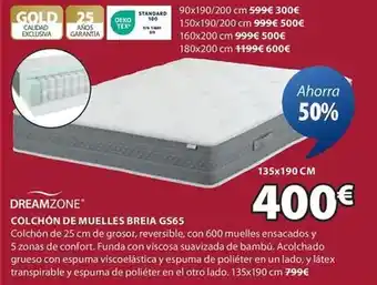 JYSK Dreamzone - colchon de muelles breia gs65 oferta