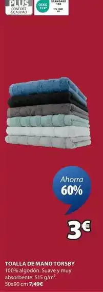JYSK Plus - toalla de mano torssy oferta