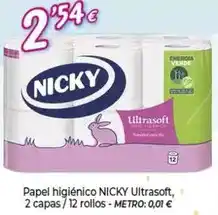 Alsara Supermercados Nicky - papel higiénico ultrasoft, 2 capas/12 rollos oferta