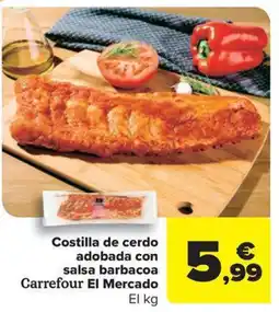 Carrefour Market Costilla de cerdo adobada con salsa barbacoa Carrefour El Mercado oferta