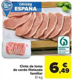 Carrefour Market Cinta de lomo de cerdo fileteada familiar oferta