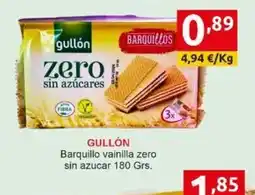 Supermercados Extremadura GULLÓN Barquillo vainilla zero sin azucar oferta