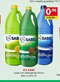 Supermercados Extremadura IFA SABE Lejía con detergente limón, azul o pino oferta