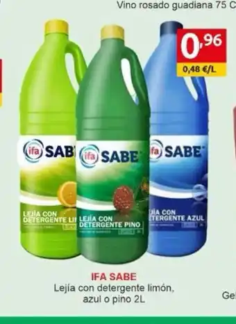 Supermercados Extremadura IFA SABE Lejía con detergente limón, azul o pino oferta