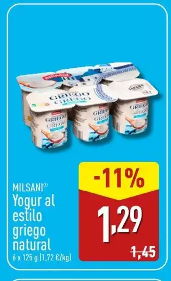 ALDI MILSANI Yogur al estilo griego natural oferta