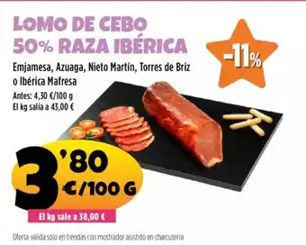 AhorraMas Lomo de cebo 50% raza ibérica oferta