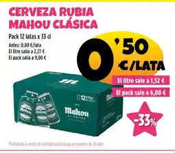 AhorraMas MAHOU CLÁSICA Cerveza rubia oferta