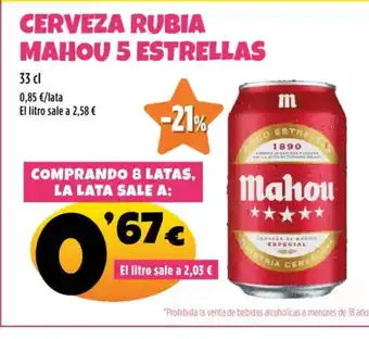 AhorraMas RUBIA MAHOU 5 ESTRELLAS Cerveza oferta