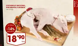 Supermercados Plaza Cochinillo nacional, por medios o enteros oferta