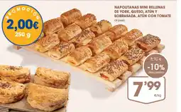 Supermercados Plaza Napolitanas mini rellenas de york, queso, atún y sobrasada, atún con tomate oferta