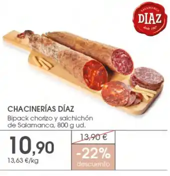 Supermercados Plaza CHACINERIAS DIAZ Block chorizo y salchichon de Salamanca oferta