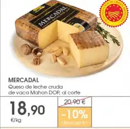 Supermercados Plaza MERCADAL Queso de leche cruda de vaca Mahon DOP, al corte oferta