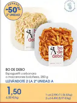Supermercados Plaza BO DE DEBO Espaguetti carbonara o macarrones boloñesa oferta