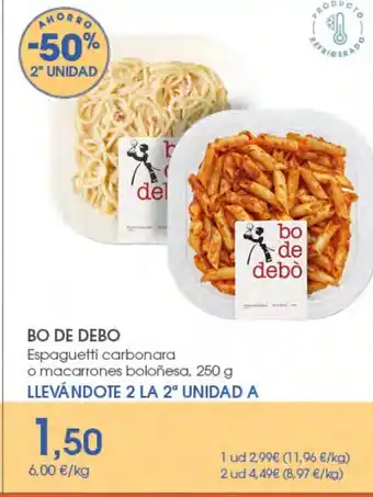Supermercados Plaza BO DE DEBO Espaguetti carbonara o macarrones boloñesa oferta