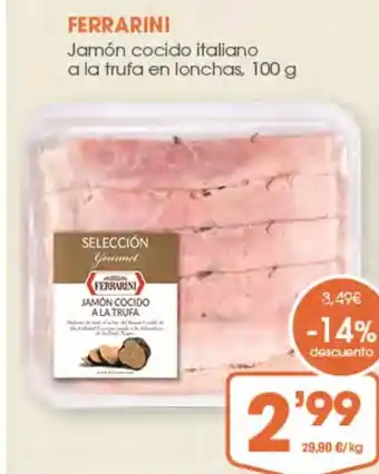 Supermercados Plaza FERRARINI Jamón cocido italiano a la trufa en lonchas oferta